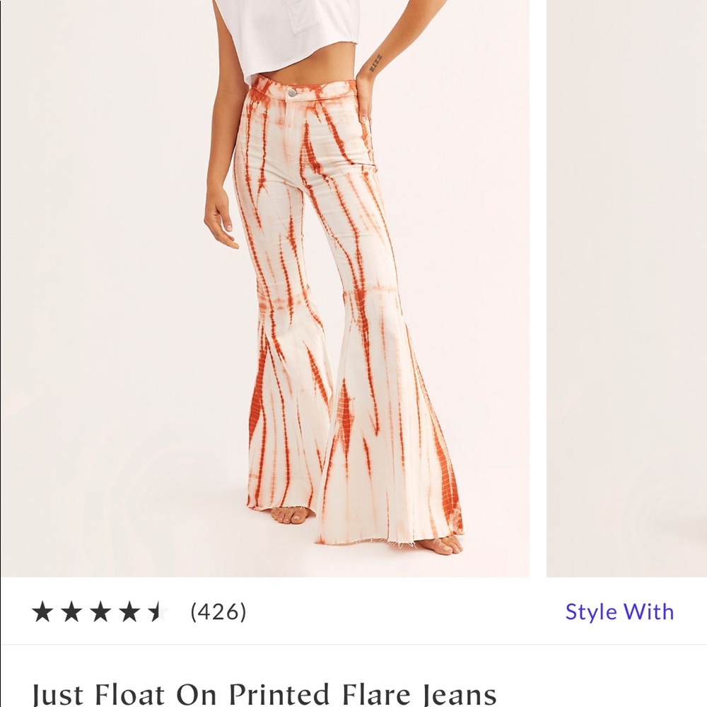 Free people Just float with it printed flare jeans